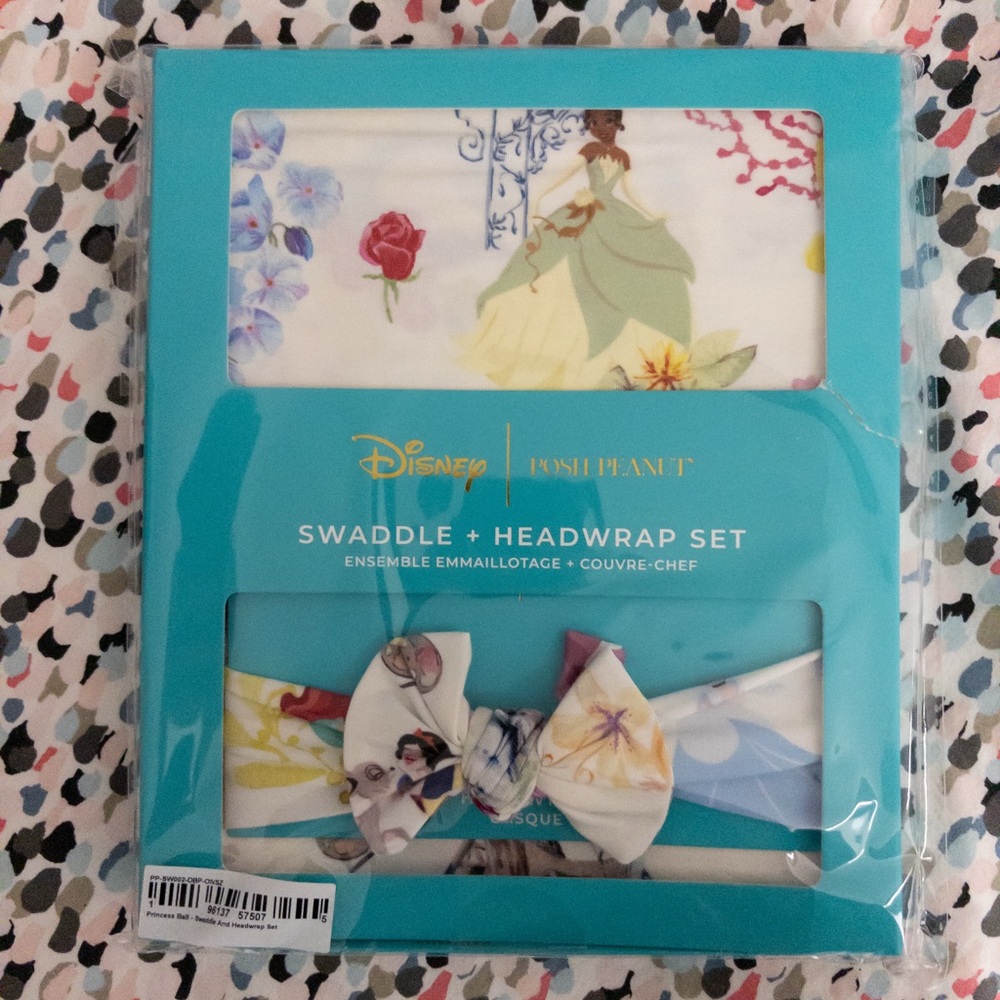 NEW never opened Posh Peanut Disney Princess Ball Swaddle and Bow Set